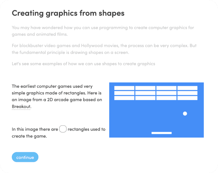 A slide split into multiple sections with text and an image of the game breakout